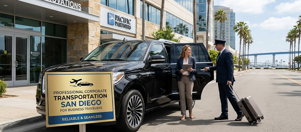 Executive corporate transportation in San Diego with professional chauffeur by Black Car Limo San Diego